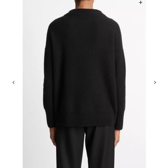 New Vince Boiled Cashmere Funnel Neck Pullover in Black - Picture 3 of 5
